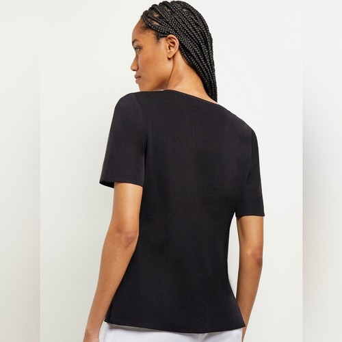 Exklusiv Misook Kurzarm Strick Tunika Oberteil knitterarm schwarz Gr. XL - Bild 6 von 11
