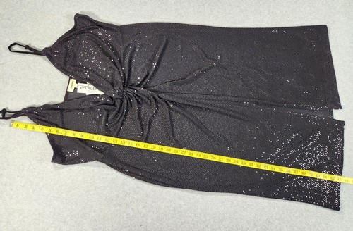 NWT L'agence Sequin Black Slip Dress Women's Size 18 Front Slit Ruched Party - Picture 10 of 22