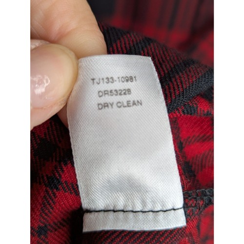 Pendleton 100% Virgin Wool Red Buffalo Plaid Shirt Belted Dress Size L Pockets - Picture 11 of 11