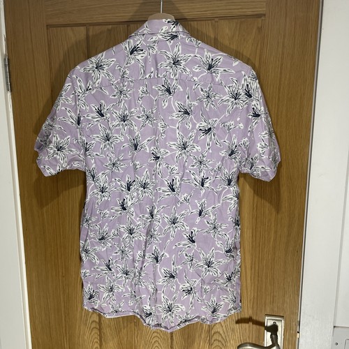 TED BAKER Men’s Short Sleeve Shirt Stretch Flower Print Size Small - Picture 2 of 7