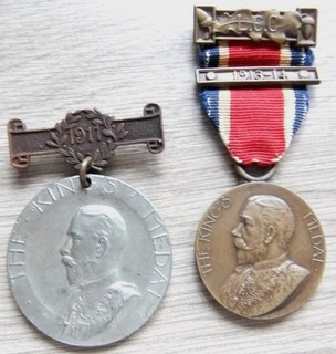 RARE ANTIQUE MEDALS GV KING'S MEDAL FOR GOOD ATTENDANCE IN SCHOOL 1911 & 14
