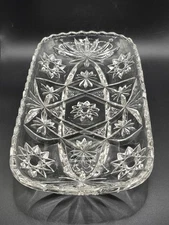 Vtg "Star" Cut Glass Rectangle Relish Dish/Bread Serving Tray-12" Long