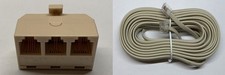 Modular 3 Way Line Wall Splitter Adapter RJ11 - with 25 ft extension cord 