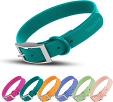 Waterproof Dog Collar: Multiple Adjust 7" to 23.6", Soft Rubber Coated Webbing,