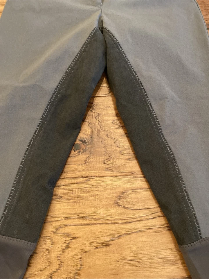 Ovation骑马马马裤及膝布贴灰色女式32 R马术 — 第 2/4 张图片