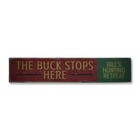 The Buck Stops Here, Custom Hunter Name - Rustic Distressed Wood Sign