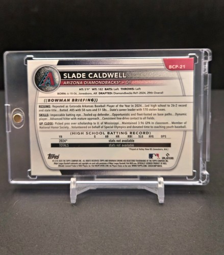 Slade Caldwell 2025 Bowman 1st Chrome Mini Diamond Refractor DBacks #BCP-21 - Bild 6 von 7