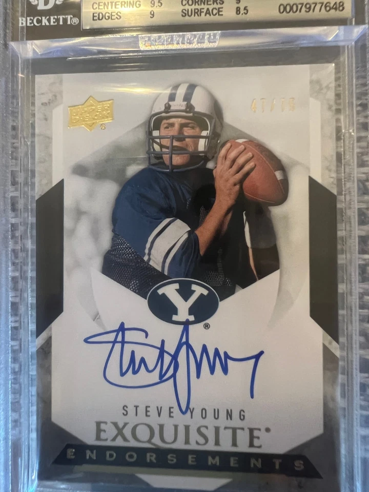 Steve Young Auto 2012 Exquisite Collection Endorsements 47/75 BGS 9 Autograph 10 - Image 2 of 4