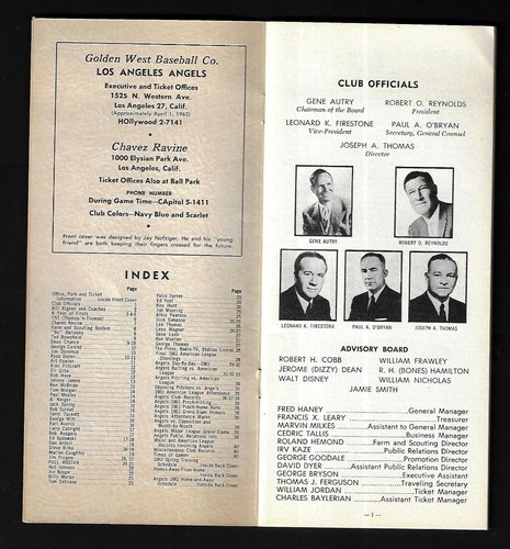 1962 Los Angeles Angels Media Guide, Dean Chance - Near Mint - Bild 2 von 5