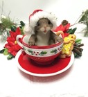 Vtg Charming Tails Oh Christmas Tea Oh Christmas Tea Fitz & Floyd Tea Cup Mouse