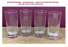UNBRANDED  SET OF 4 HEAVY THICK CLEAR JUICE GLASSES IN AN OCTAGON SHAPE 4 OZ