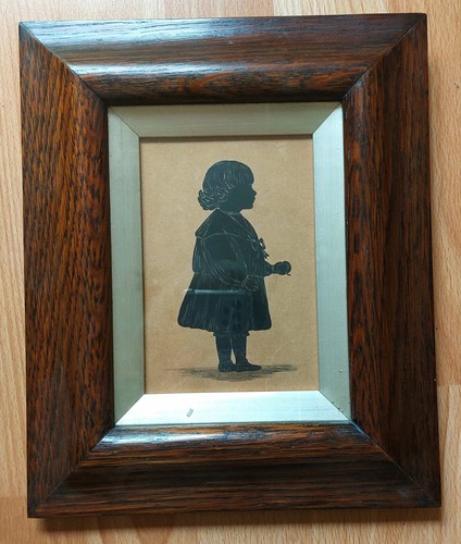 Gilded Silhoutte Miniature Of A Child Holding An Apple(?) D S Leech Lovely Frame