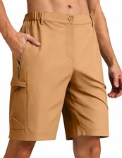 Men's 9" Hiking Cargo Shorts Quick Dry Stretch for Outdoor Work Golf Khaki