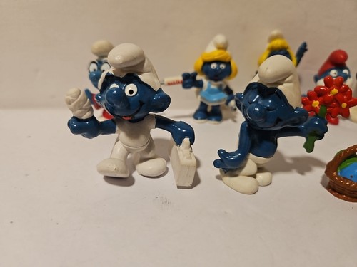 Vintage Lot (12) SCHLÜMPFE PVC FIGUREN Feiertage Saison Ostern BESCHREIBUNG LESEN - Bild 6 von 21