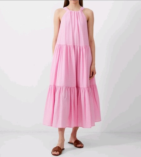 French Connection Pink Aleska Tiered Dress Adjustable Neck Size XS NWT