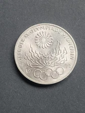 Silver Coin Germany Olympic 10 Deutschmark  BU grade 1972 Munich 15.5 Gms .625 
