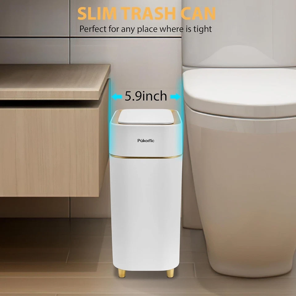 Pukomc Automatic Slim Sensor Trash Can 2.3 Gal Automatic Touchless Lid - Image 4 of 4
