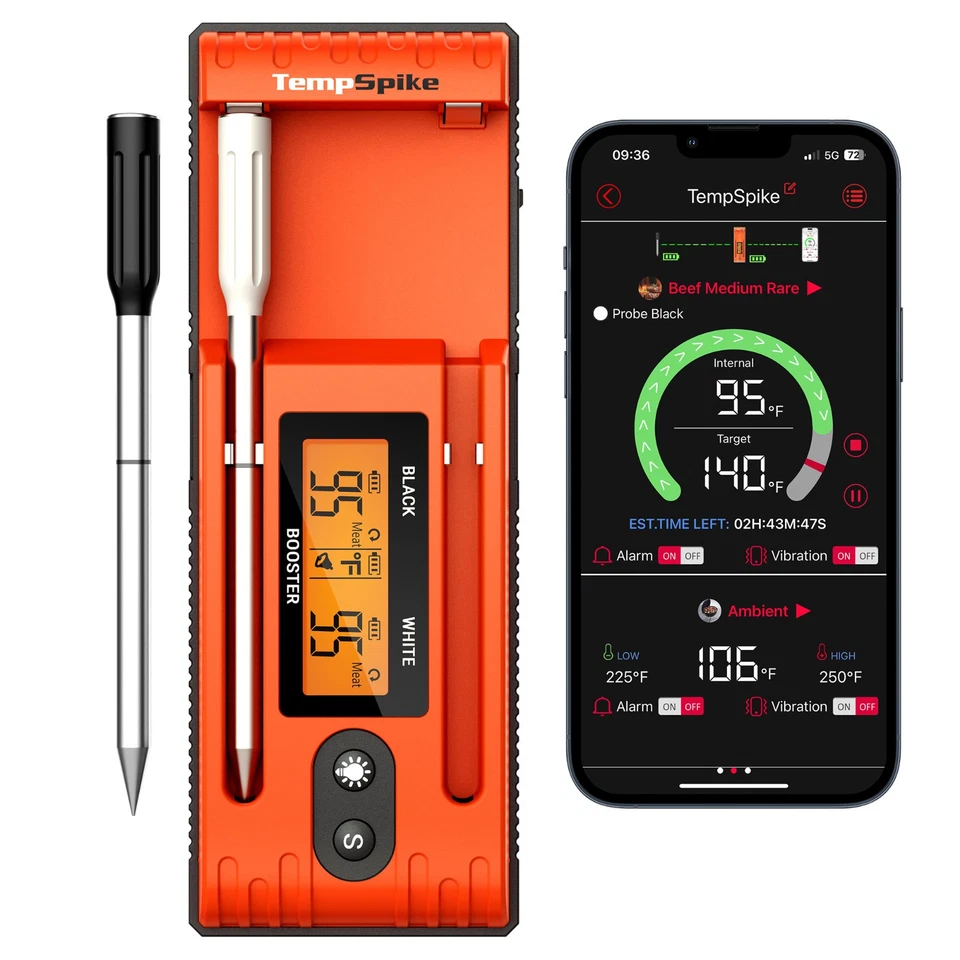 ThermoPro Twin TempSpike TP962W 500FT Wireless Meat Thermometer 2 Probes Booster - Image 2 of 4
