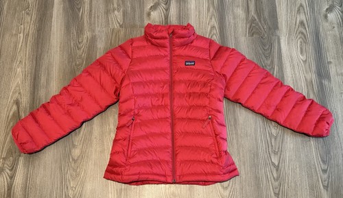 Patagonia Down Sweater Quilted Puffer Jacket Red Girls Youth Size 8 / 10