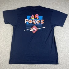 VTG 80s Air Force T Shirt Mens Large Screen Stars USAF Single Stitch Blue