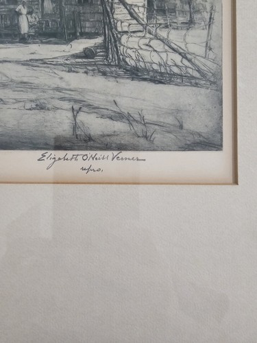 Vtg Elizabeth O'Neill Verner Etching Signed "Low Country Cabin" Charleston Repro - Picture 2 of 6
