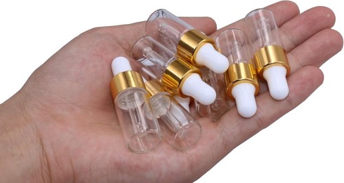 15Pcs Glass Essential Oil Dropper Bottles Clear Mini 1ml/2ml/3ml 3ml, White - Picture 2 of 7