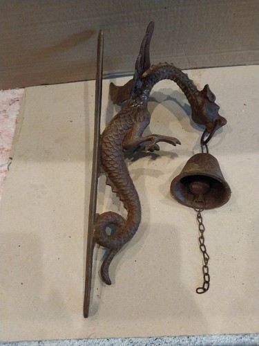 Vintage Gusseisen Florentiner Drache Gothic Türklingel Wandskulptur Patina - Bild 23 von 23