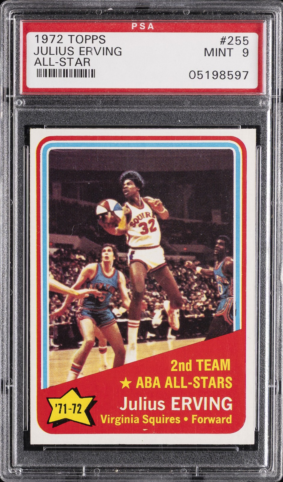 1972 TOPPS ABA ALL-STARS #255 JULIUS ERVING PSA 9