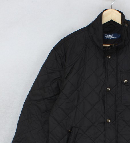Vintage Ralph Lauren Quilted Jacket Mens Size L Black Lightweight Full Zip - Picture 6 of 15