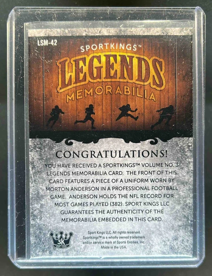 2022 Sportkings Volume 3 Morton Anderson Legends Jersey #LSM-42 - Image 2 of 2