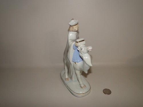 Weiser Mann auf Kamel Weihnachten Kerzenhalter Gipsgeschirr Japan, 8 1/2" hoch, - Bild 3 von 9