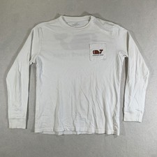Vineyard Vines T Shirt Youth Large White Long Sleeve Football Whale Logo