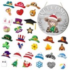 35 Pcs Christmas Interchangeable Highland Cow Welcome Sign Highland Light Gray