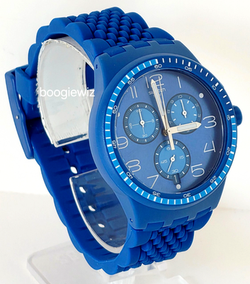 Swatch Originals Triple Blu Silicone Chronograph Watch 42mm
