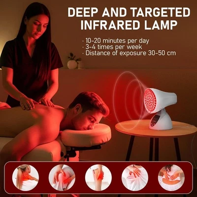 RELHAFETHY Red Light Infrared Therapy Heat Lamp Health Pain Relief Physiotherapy Fully Body
