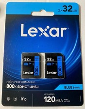 Lexar High-Performance 800x 32GB SDHC UHS-I Memory Card (2-Pack)