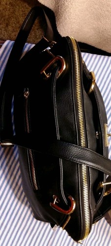 BIG BUDDHA BLACK GOLD ZIPPERS QUALITY SHOULDER BAG BEAUTIFUL! - Picture 11 of 14