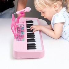 Educational Kids Piano Keyboard 37 Key Portable Musical Toy With Microphone Pink