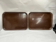 2  Vintage KYS ITE Brown Cafeteria Lunch Trays 12" X 16"1/2