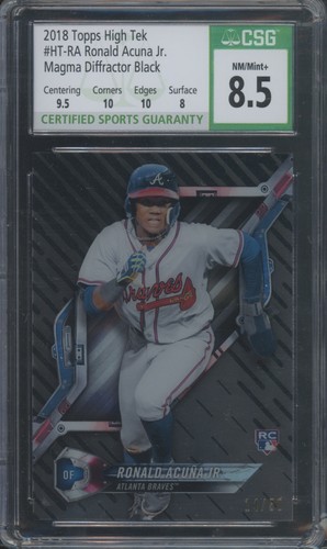 2018 Topps High Tek Ronald Acuna Jr HT-RA RC Magma Diffractor Black /50 CGC 8.5 - Picture 1 of 2