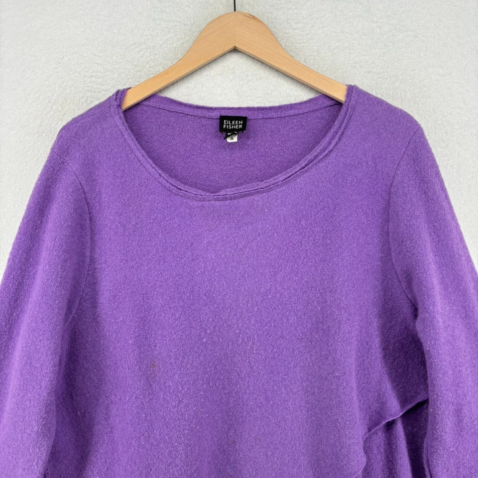 Suéter EILEEN FISHER XL Mezcla Lana Angora Capas Asimétrico Púrpura De Colección Foto 4 de 4
