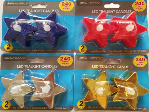 Patriotic Flickering LED Star Candles 2”H X 2.5”D 120 Hours 2/Pk, Select: Color - Picture 1 of 5