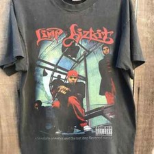 Limp Bizkit Band Tshirt, Vtg Limp Bizkit Retro Black Unisex Tshirt S-4XL