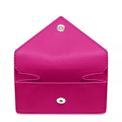BALENCIAGA 391446 Papier Hot Pink Trifold Leather Triangle Fold Mini Wallet - Picture 2 of 8