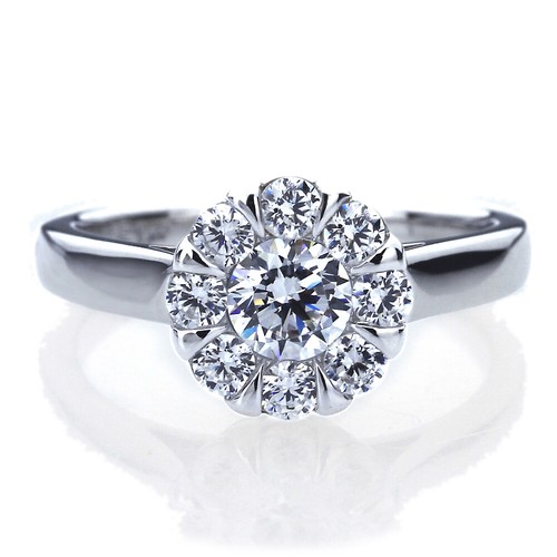 7.5mm Platinum Plated Silver 1ct CZ Illusion Set Wedding Engagement Ring - Picture 1 of 3