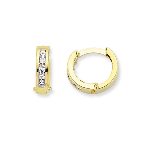 9CT GOLD HOOP EARRINGS CUBIC ZIRCONIA HUGGIE CZ CRYSTAL CUFF ETERNITY GIFT BOX