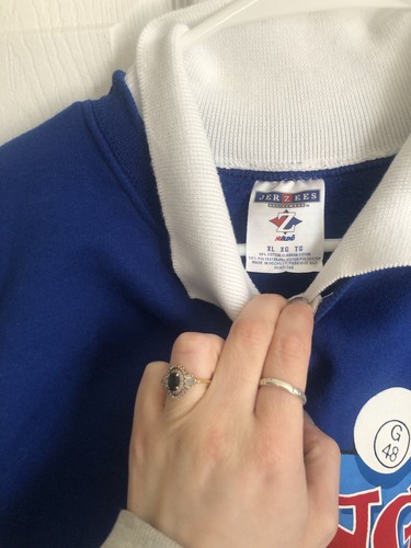 Vintage Jerzees königsblau Bingo Sweatshirt Erwachsene XL Kragen Grafik Rundhalsausschnitt - Bild 2 von 3