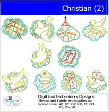 Embroidery Design Set - Christian(2) - 10 Designs - 9 Formats - USB Stick