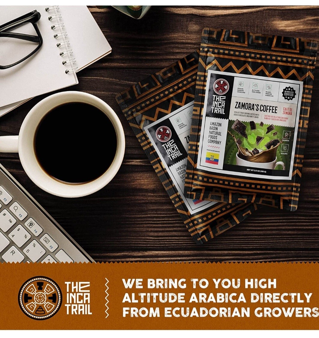 Ground Coffee Beans, Ecuador Ground Coffee, Organically Grown, Ground