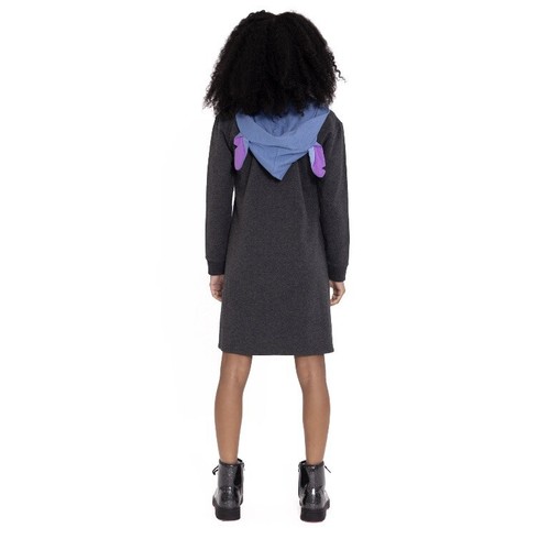 Disney Stitch Cosplay Hoodie Dress Girls Small 6-6X New with Tags Jet Black Soft - Picture 3 of 7